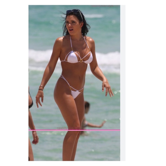 New! AGENT PROVOCATEUR Cee-Cee Bikini & Top Chain Embellished Swimsuit in Black - Picture 6 of 13